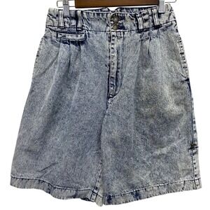 Jack Mulqueen Vintage Acid Wash Denim Shorts Women 10 Blue Pleated 80s